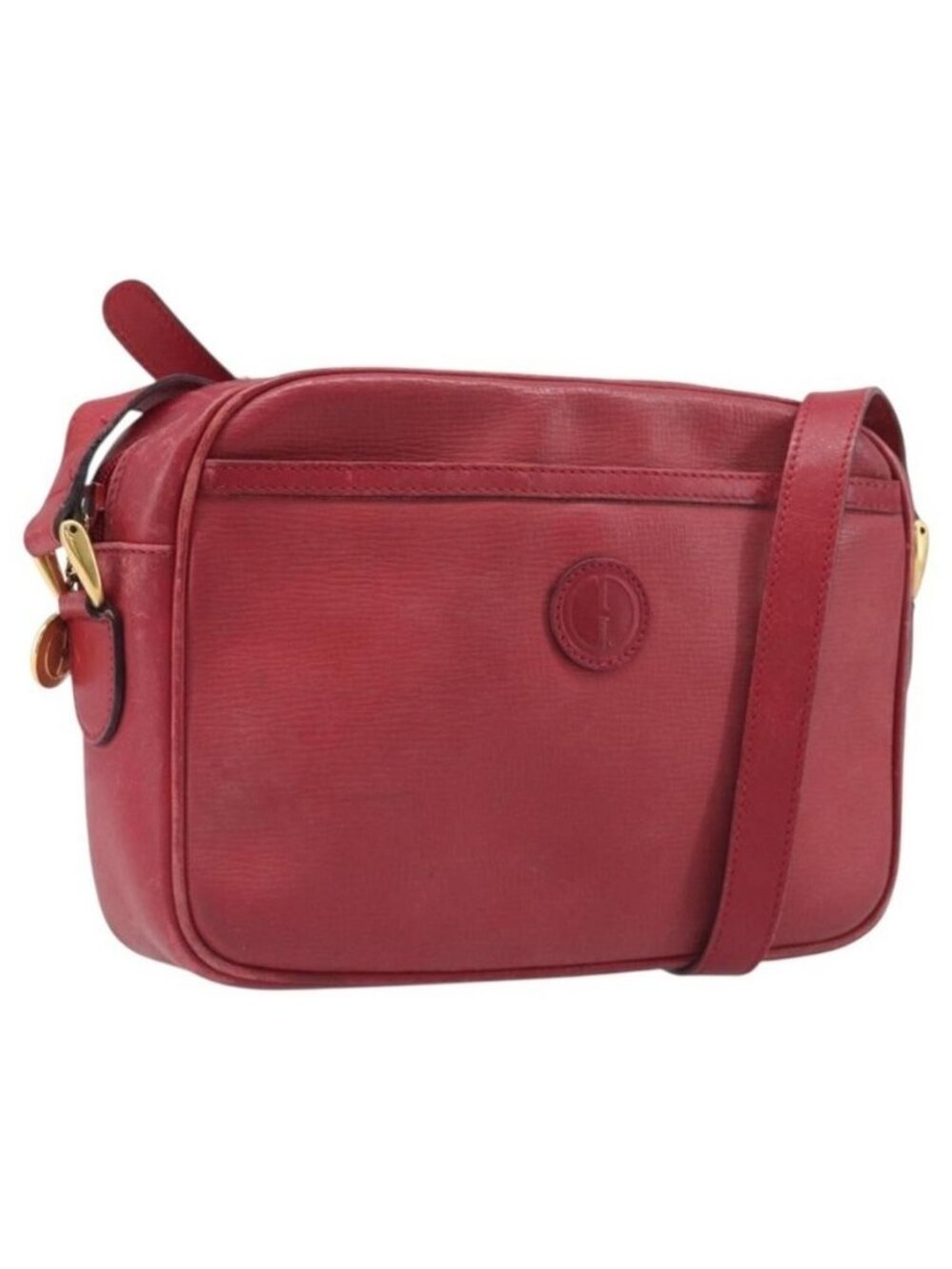 Authentic GUCCI Shoulder Bag Leather Red Gold